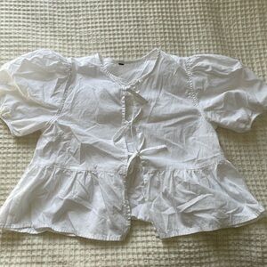 White Poplin Tie Front Blouse!🎀